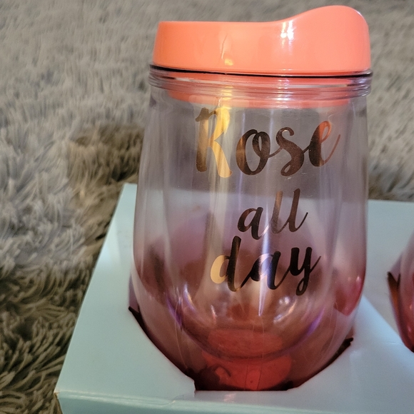 Rose All Day" Wine Tumbler with Lid - Picture 5 of 7